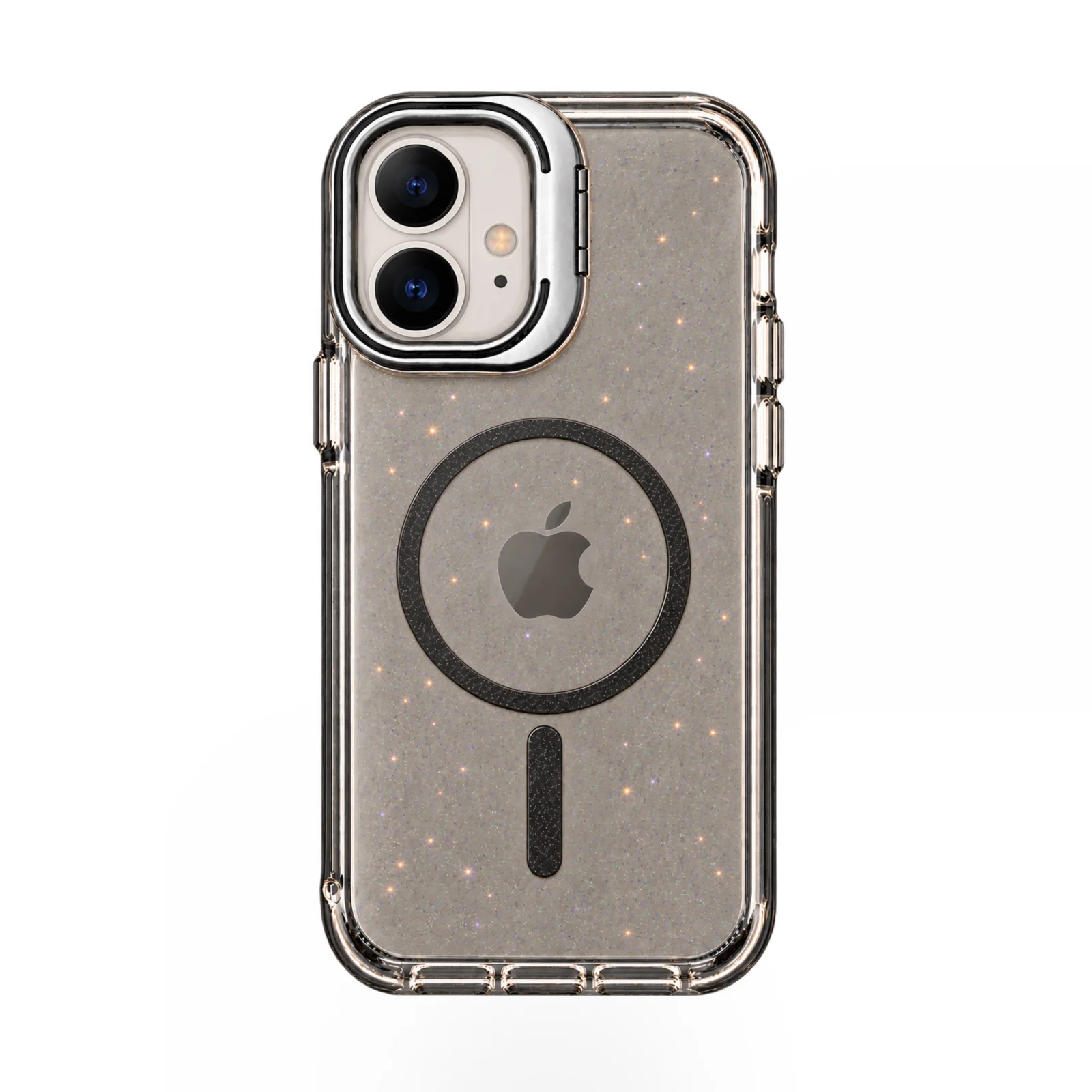 iPhone 17 Stantlı Simli Şeffaf Kılıf