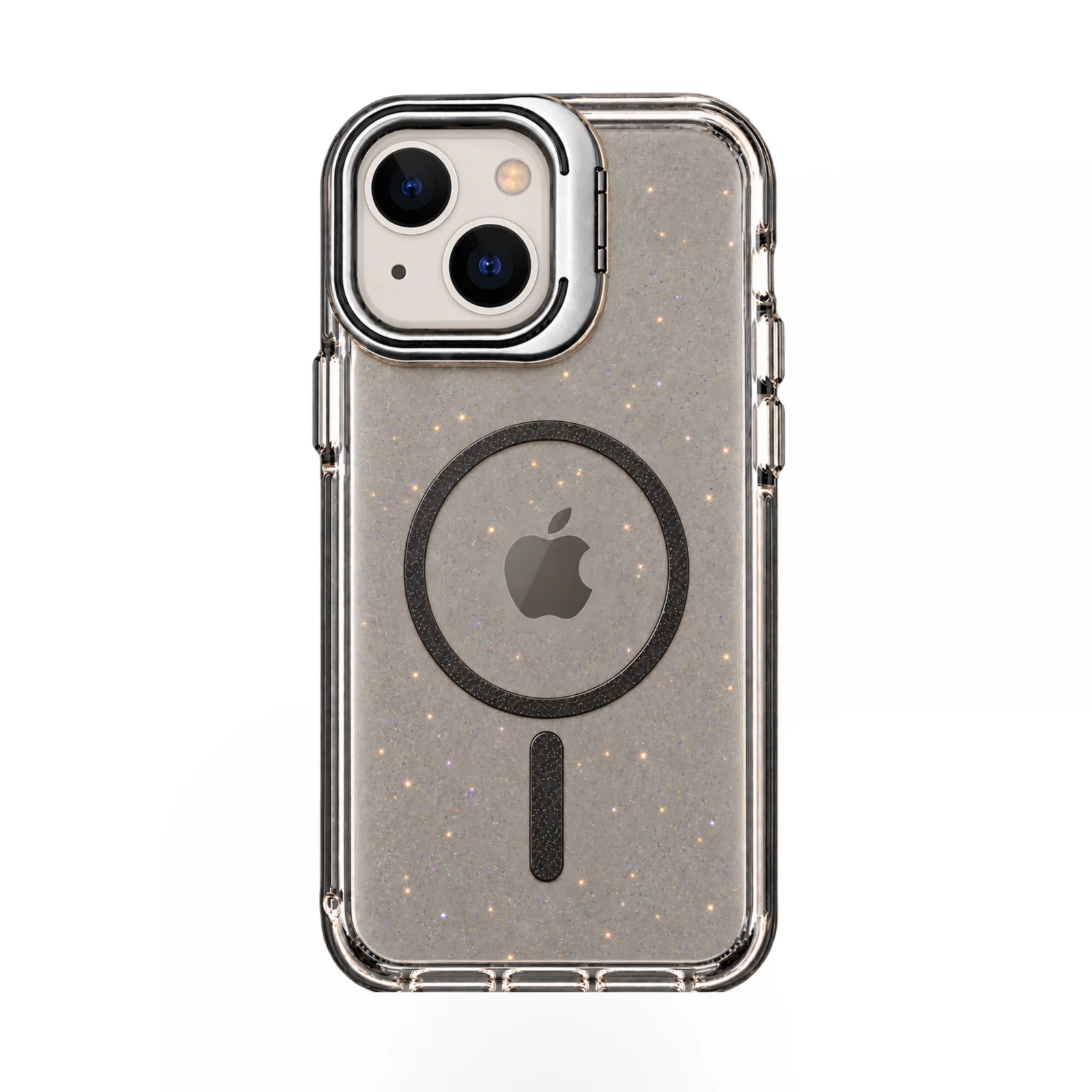 iPhone 14 Stantlı Simli Şeffaf Kılıf