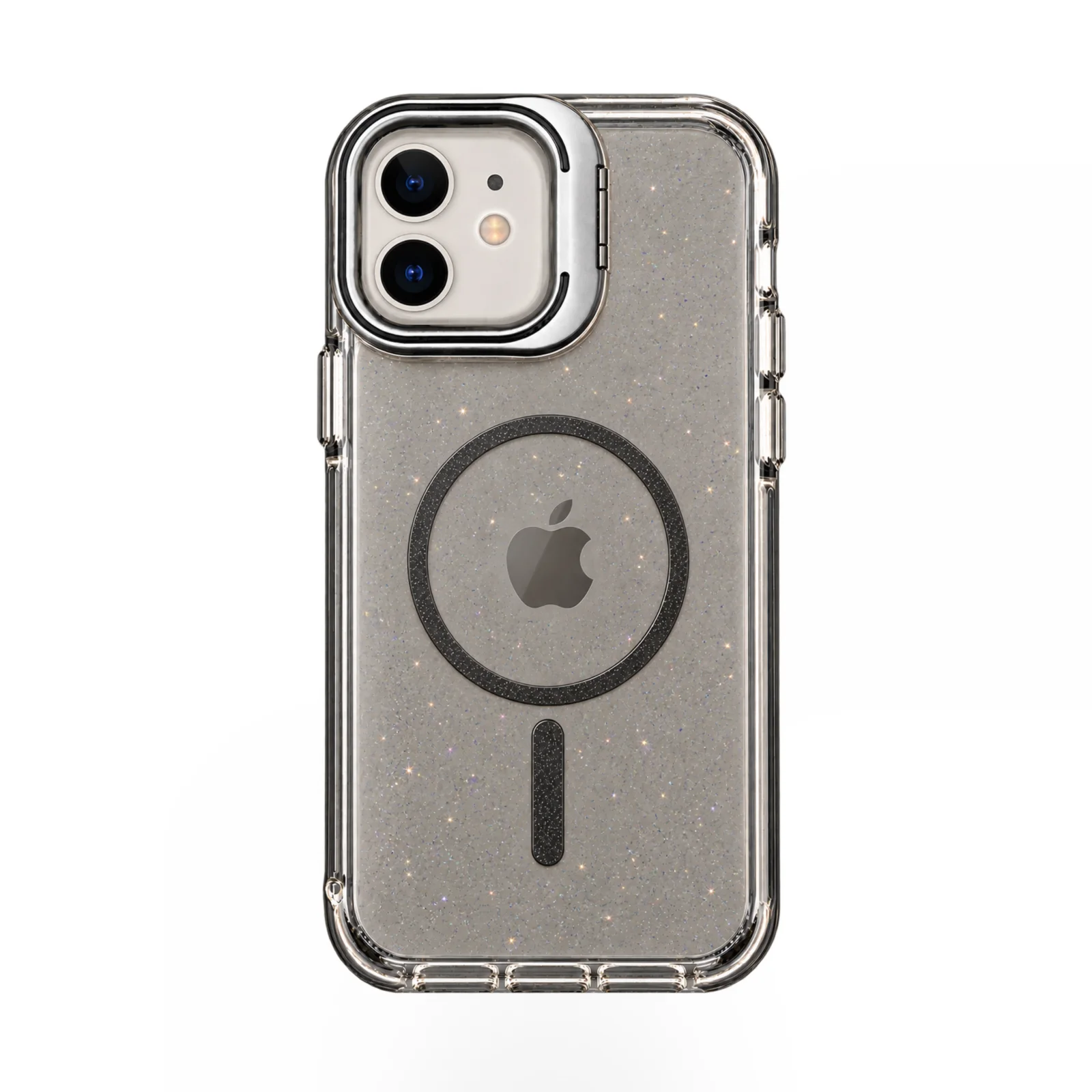 iPhone 11 Stantlı Simli Şeffaf Kılıf