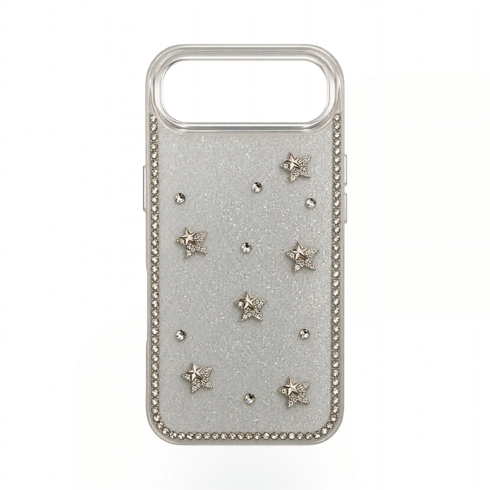 iPhone 17 Air Yıldız Figürlü Taşlı Simli Şeffaf Silikon Kılıf